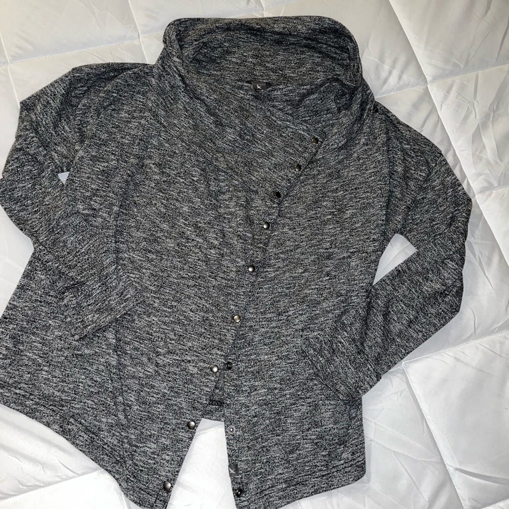 Eddie Bauer Dark Grey Open Style Waterfall Sweater Jacket Wrap